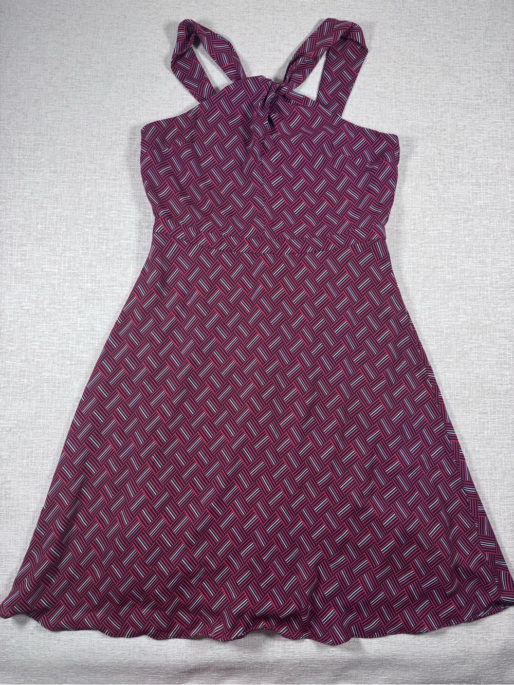 nWT Banana Republic Sleeveless Midi Dress in Wine and Blue Geometric Print sz 10